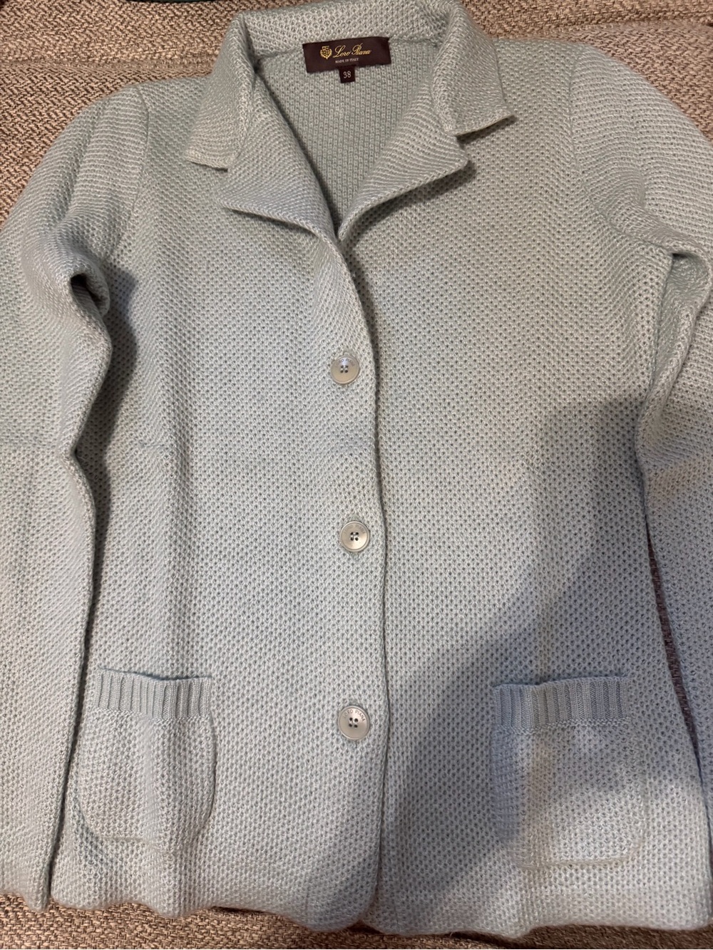 Loro Piana Pale Blue Knit Button Jacket